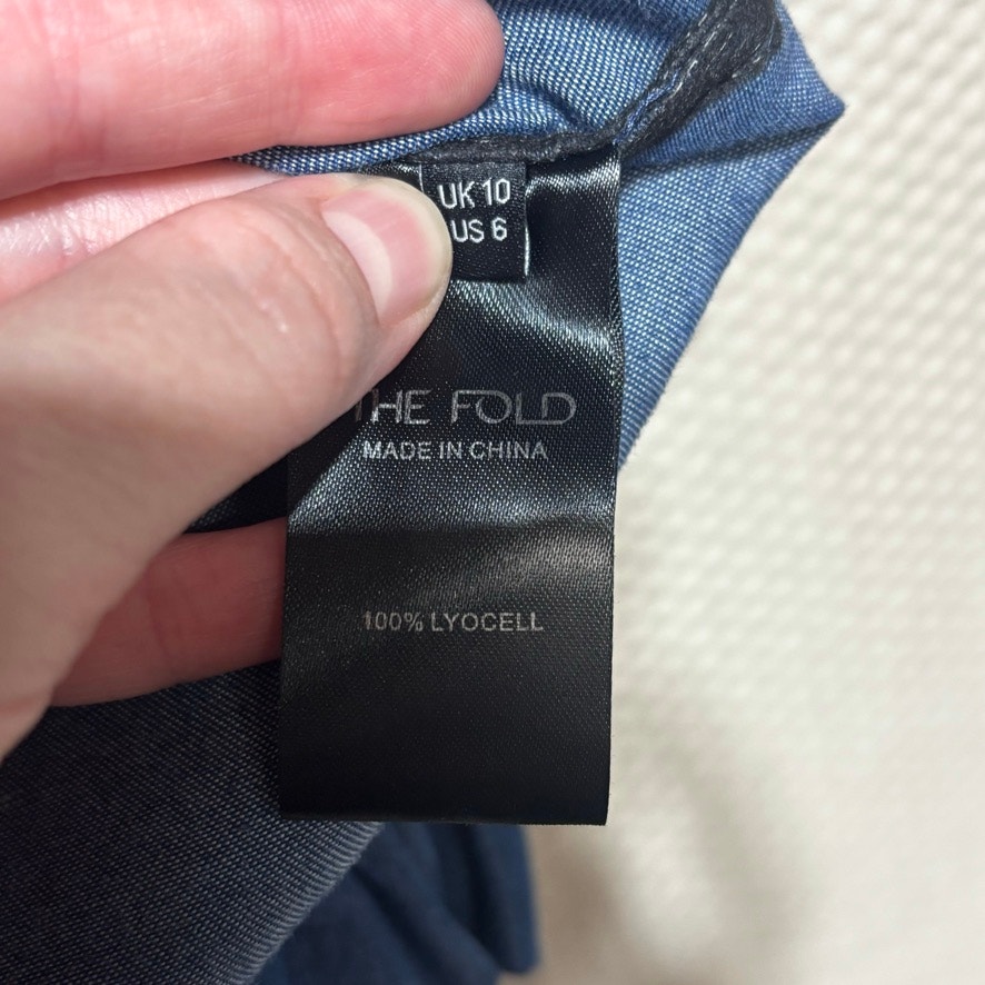 Nwt The Fold London Tierney Blouse Size Us 6 Uk 10 Blue Ruffle Neck Long Sleeve — image 5 of 8